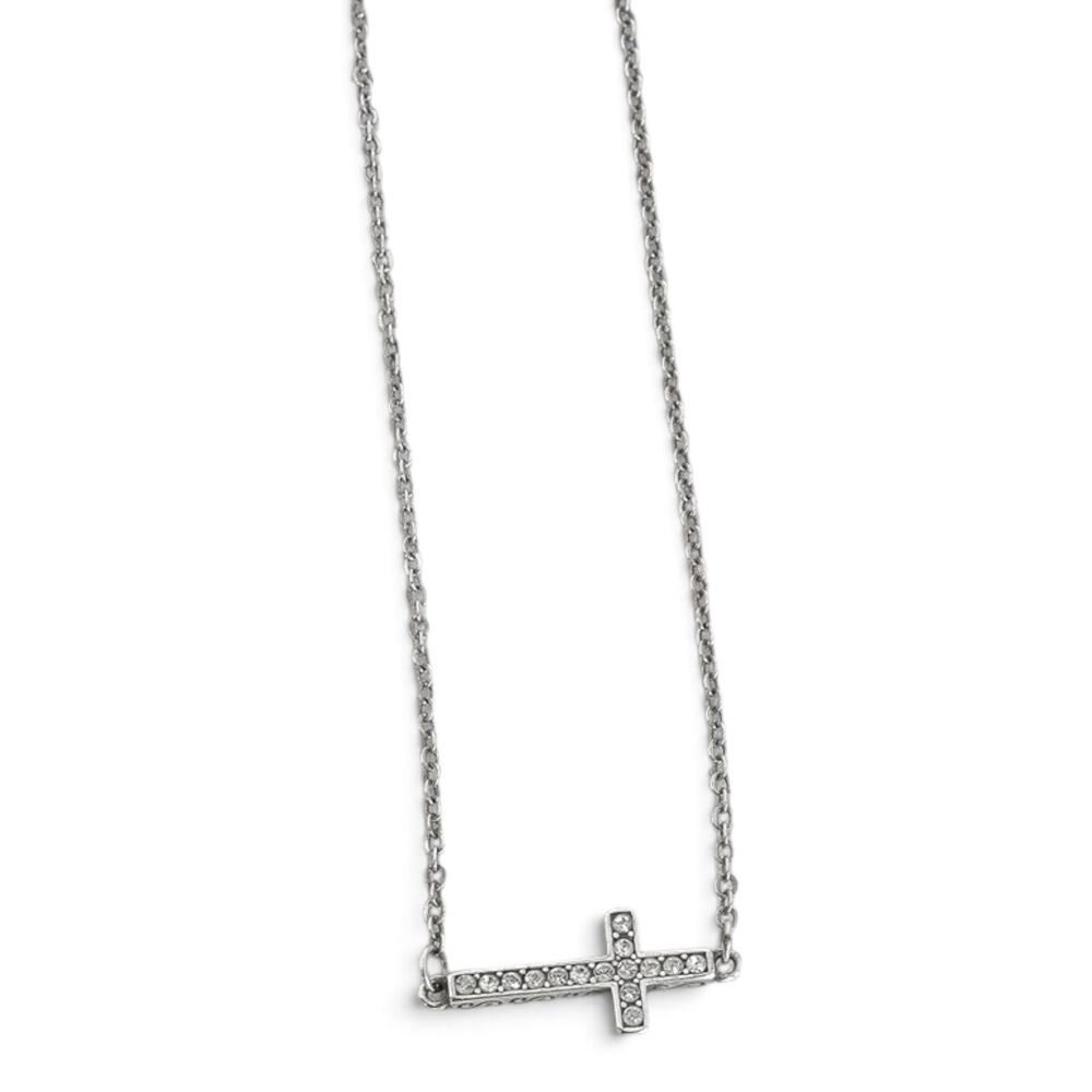 Brighton Starry Night Sideways Cross Necklace JN8862 Silver Plated Crystal